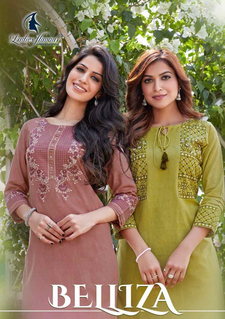 Belliza By Ladies Flavour 1001-1006 Embroidery Kurtis With Bottom